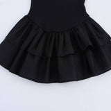 SOLID COLOR V NECK HALTER PATCHWORK DRESS_CWDHL0984