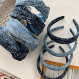 DENIM STARRY PUFF HEADBAND WITH VOLUME SPONGE_CWAHA2832