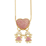 SIMPLE BOYS AND GIRL GOOD FRIENDS PENDANT NECKLACE_CWAJE0891