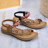BOHEMIAN HAND WOVEN RIBBON RHINESTONE SANDALS_CWSHS0513