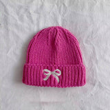 PERSONALIZED BOW CHILDRENS WARM KNITTED HAT_CWAH2927