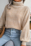 Women Loose Fit Cable Knitted High Neck Sweater_Cwoswl0460
