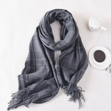 Women Simple Casual Warm Plaid Scarf