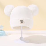 SOLID COLOR CHILDRENS DOUBLE BALL KNITTED HAT_CWAH1742