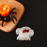 Cwaha1613_Halloween White Ghost Cartoon Emoji Hair Claw Clip