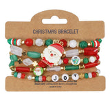 Cwmm10448_Christmas Charm Beaded Bracelet Snowman Tree Gift