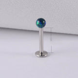 STAINLESS STEEL OPAL LIP STUD STRAIGHT BARBELL_CWMM9589