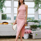 Split Tight Dress With Hip Wrap