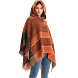 Women Herringbone Pattern Hooded Shawl_Cwasc1202