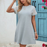 Solid Color Short-Sleeved Knit Dress