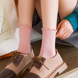 CANDY COLOR PURE COTTON EDGE SOCKS FOR WOMEN_CWMS1129