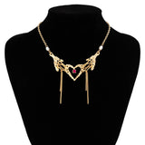 HEART TASSEL PERSONALIZED RHINESTONE NECKLACE_CWAJE1927