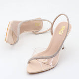 Transparent Stiletto Heels With Rhinestones