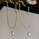 LIGHT LUXURY PLEATED PEARL BEAN NECKLACE_CWAJE2372