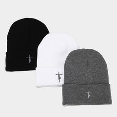 LETTER EMBROIDERY CIRCULAR HIP HOP KNITTED HAT_CWAH2088