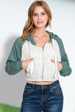 Women Color Matching Short Hoodie_Cwohol419