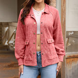 Vintage Washed Woolen Coat With Folded Collar