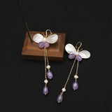 HIGH END SIMPLE SHELL BUTTERFLY PEARL EARRINGS_CWAJE3773