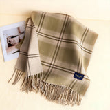 Elegant Plaid Feel Soft Winter Tassel Scarf_Cwasc03241