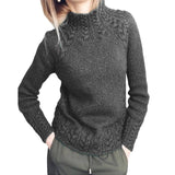 Solid Color Linen Pattern Half Turtleneck Sweater