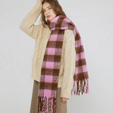 Black & White Plaid Fau Cashmere Scarf_Cwasc0324