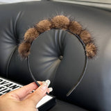 CUTE REAL MINK FUR BALL HEADBAND FUR HEADDRESS_CWMM2529