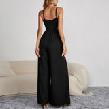 Summer Solid Color Pullover Sleeveless Jumpsuit
