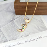 COLORFUL ZIRCONIA HEART LETTER PENDANT NECKLACE_CWMM5875