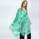 FLORAL PRINTED SATIN SCARF ELEGANT BEACH SHAWL_CWASC0683