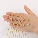 Tiny Zirconia Pendant 26 Letters Necklace_Cwmm5863