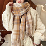 THICK PLAID SHAWL SCARF SOFT WARM WRAP FOR WOMEN_CWASC0169