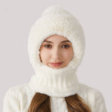 Cwah2211_Knit Thick Fluffy Ball Bib Headpiece