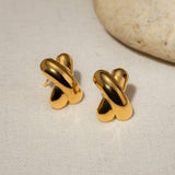 TEMPERAMENTAL SIMPLE LINES X SHAPED EARRINGS_CWAJE1784