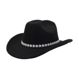 BROWN COWBOY FELT HAT WITH DAISY FLOWER TRIM_CWAH04453