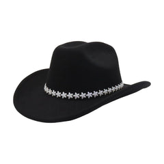 BROWN COWBOY FELT HAT WITH DAISY FLOWER TRIM_CWAH04453