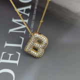 COPPER ZIRCONIA 26 LETTERS PENDANT NECKLACE_CWMM5869