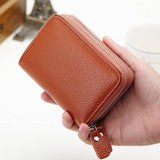 HEAD LAYER COWHIDE DUAL ZIP ZIPPER LEATHER CARD BAG_CWAB3872