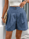 Solid Colored Shorts With Loose Casual Buttons