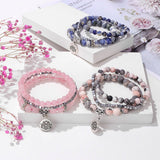 Cwaje4221_Natural Stone Beaded Bracelet with Lotus Charm
