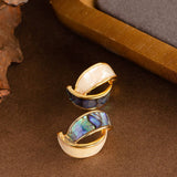 COLORFUL ABALONE INLAID SILVER NEEDLE EARRINGS_CWMM4291