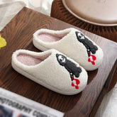 HALLOWEEN SKULL GHOST EMBROIDERY COTTON SLIPPERS_CWSHS0853