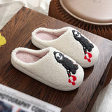 HALLOWEEN SKULL GHOST EMBROIDERY COTTON SLIPPERS_CWSHS0853