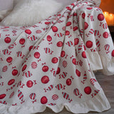CHRISTMAS PRINT RUFFLED RETRO SOFA THROW_CWMM1657