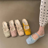 ELEGANT BALLET MULE FLATS WITH BOW LACE_CWSHF0141