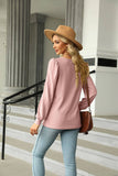 Square Collar Jacquard Long-Sleeved Loose T-Shirt