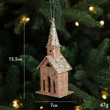 GLITTER REINDEER HOUSE CHRISTMAS TREE ORNAMENT_CWMM9747