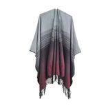 GRADIENT FINE LINES TASSELS WARM SHAWL CLOAK_CWASC0282