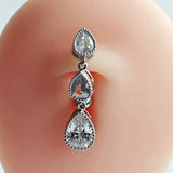 Teardrop Zircon Belly Button Ring For Women_Cwmm9455