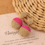 NEW VINTAGE SIMIAN GRASS VINE WOVEN EARRINGS_CWAJE4011