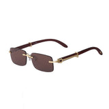 Vintage Frameless Wood Grain Temple Sunglasses_Cwasg0661